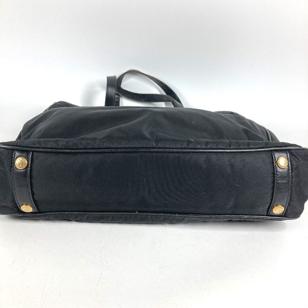 Prada Tote Bag Logo Leather Nylon Black — view 3