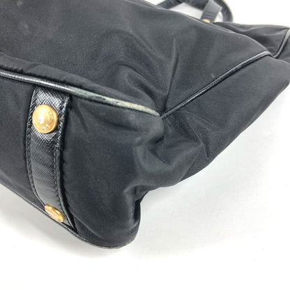 Prada Tote Bag Logo Leather Nylon Black — view 4
