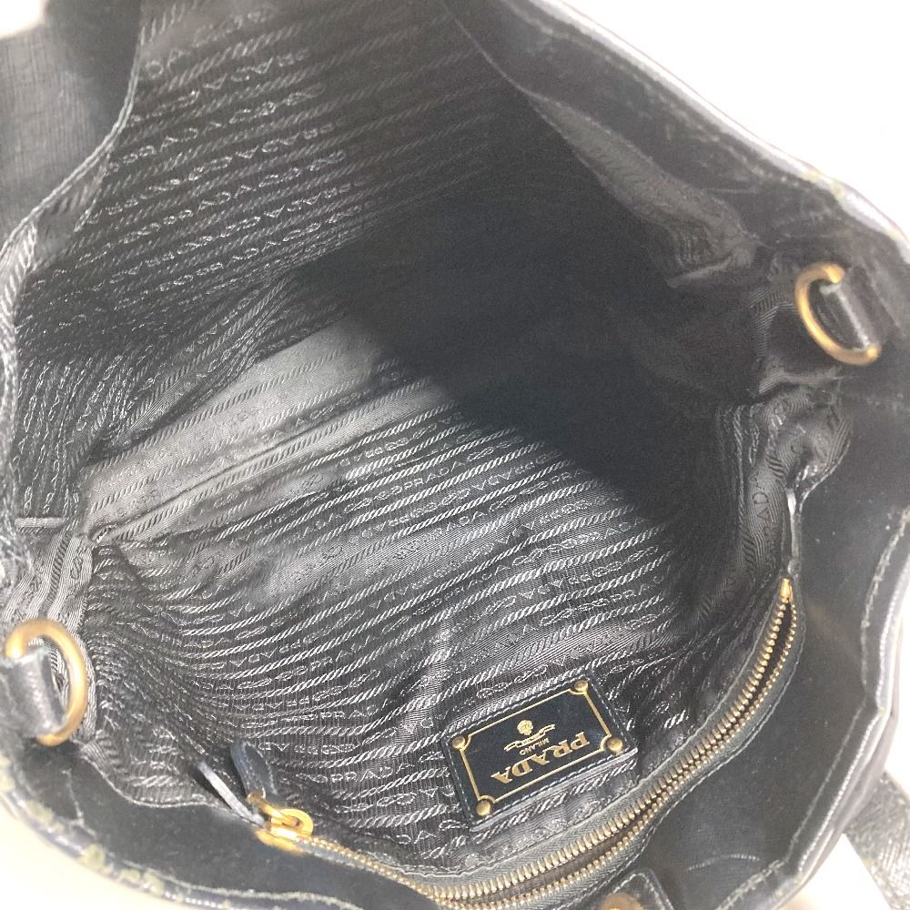 Prada Tote Bag Logo Leather Nylon Black — view 5