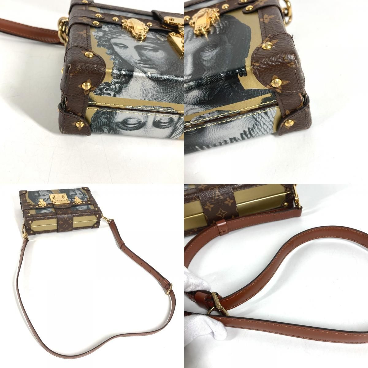 Louis Vuitton Shoulder Bag Petite Malle Fornasetti Monogram Leather Gold — view 8