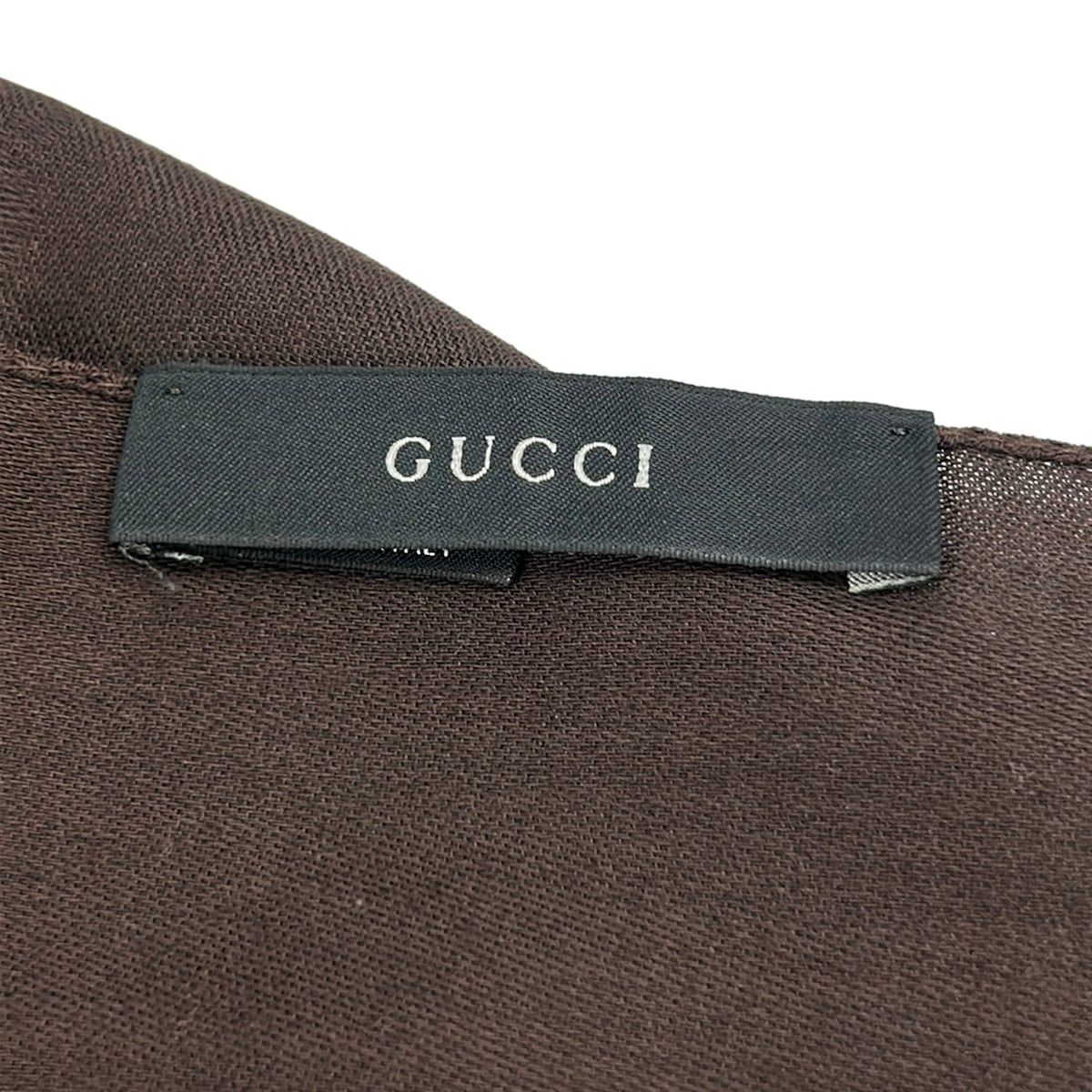Gucci Shawl Dark Brown GG Pattern Wool Silk Scarf — view 2
