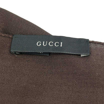 Gucci Shawl Dark Brown GG Pattern Wool Silk Scarf — view 2
