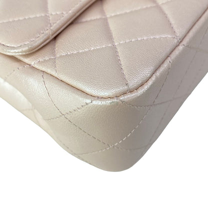 Chanel Shoulder Bag Mini Quilted Light Pink Chain Matte Silver Lambskin — view 6