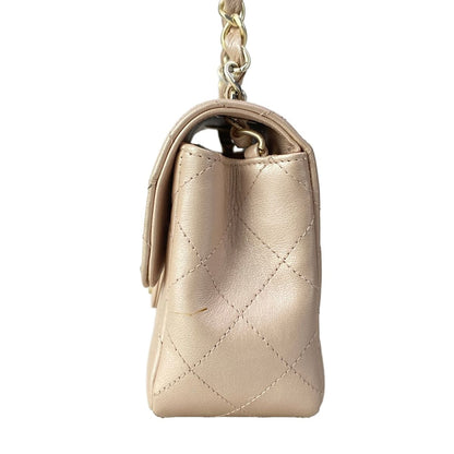 Chanel Shoulder Bag Mini Quilted Light Pink Chain Matte Silver Lambskin — view 4