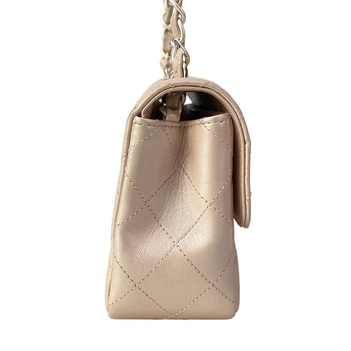 Chanel Shoulder Bag Mini Quilted Light Pink Chain Matte Silver Lambskin — view 2