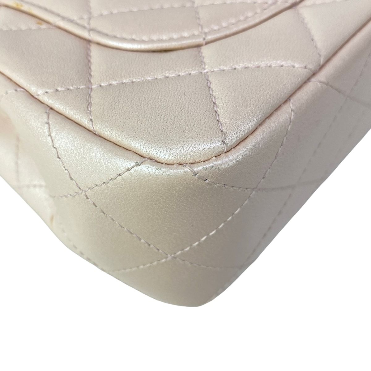 Chanel Shoulder Bag Mini Quilted Light Pink Chain Matte Silver Lambskin — view 8