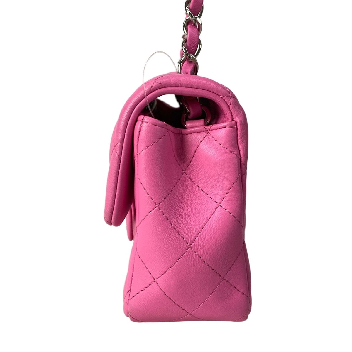 Chanel Shoulder Bag Mini Quilted Pink Silver Chain Lambskin — view 4