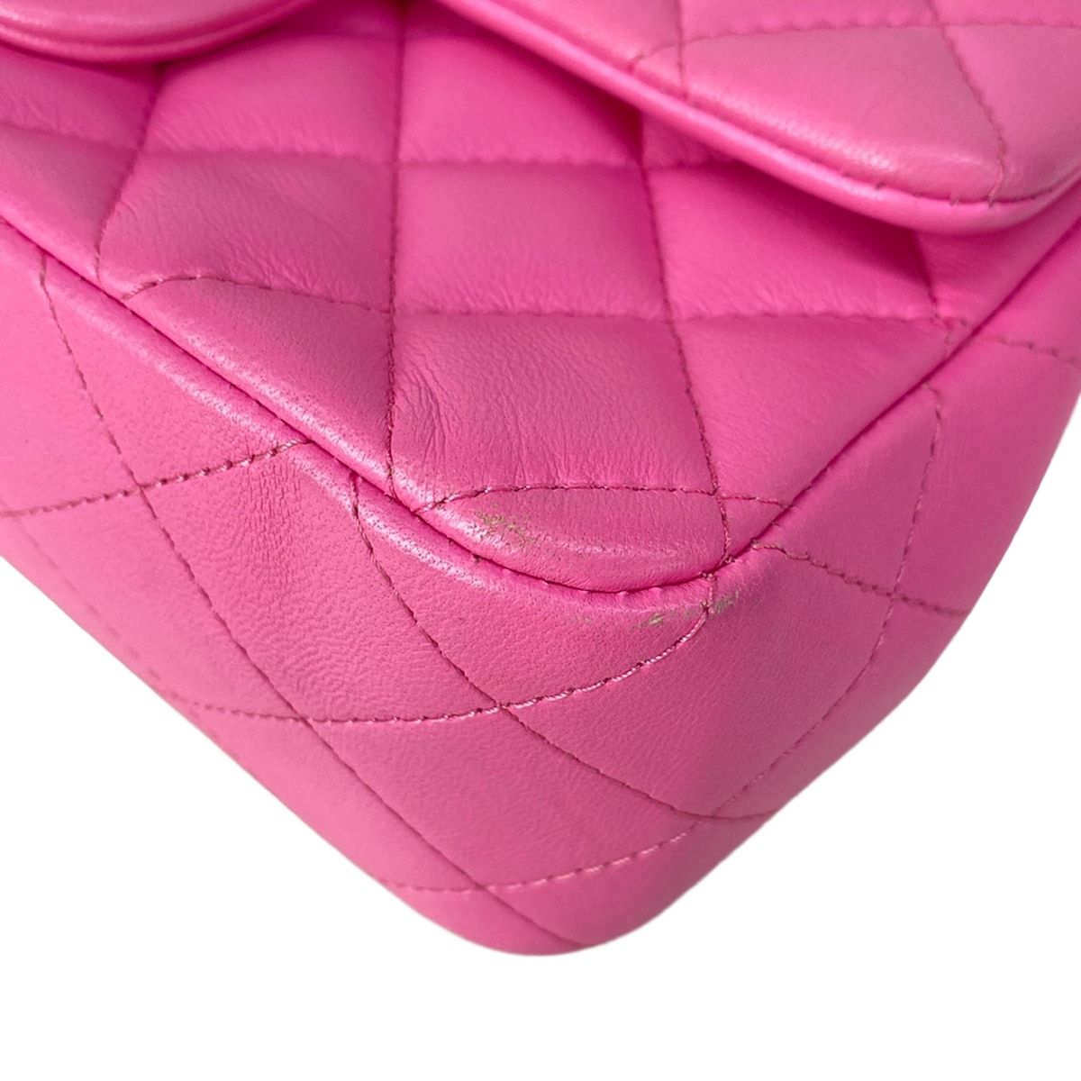 Chanel Shoulder Bag Mini Quilted Pink Silver Chain Lambskin — view 7