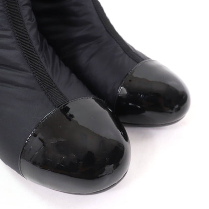 Chanel CC Logo with Design Patent Leather Quilted 2-Way Long Boots Black — view 7