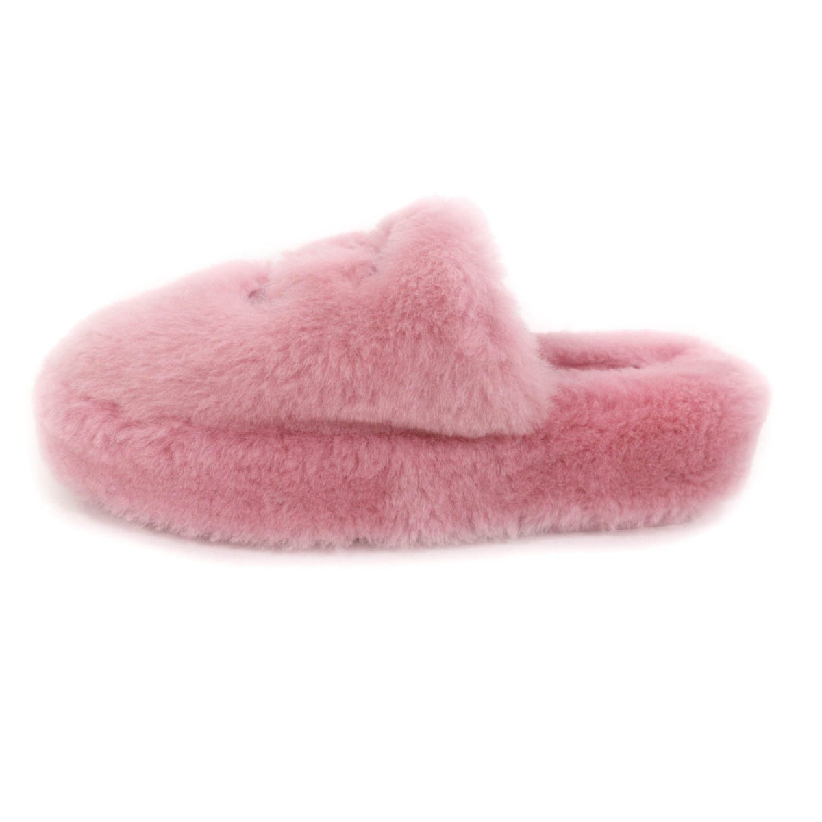 Chanel CC Logo Embroidery Shearling Lambskin Fur Sandals Pink — view 5