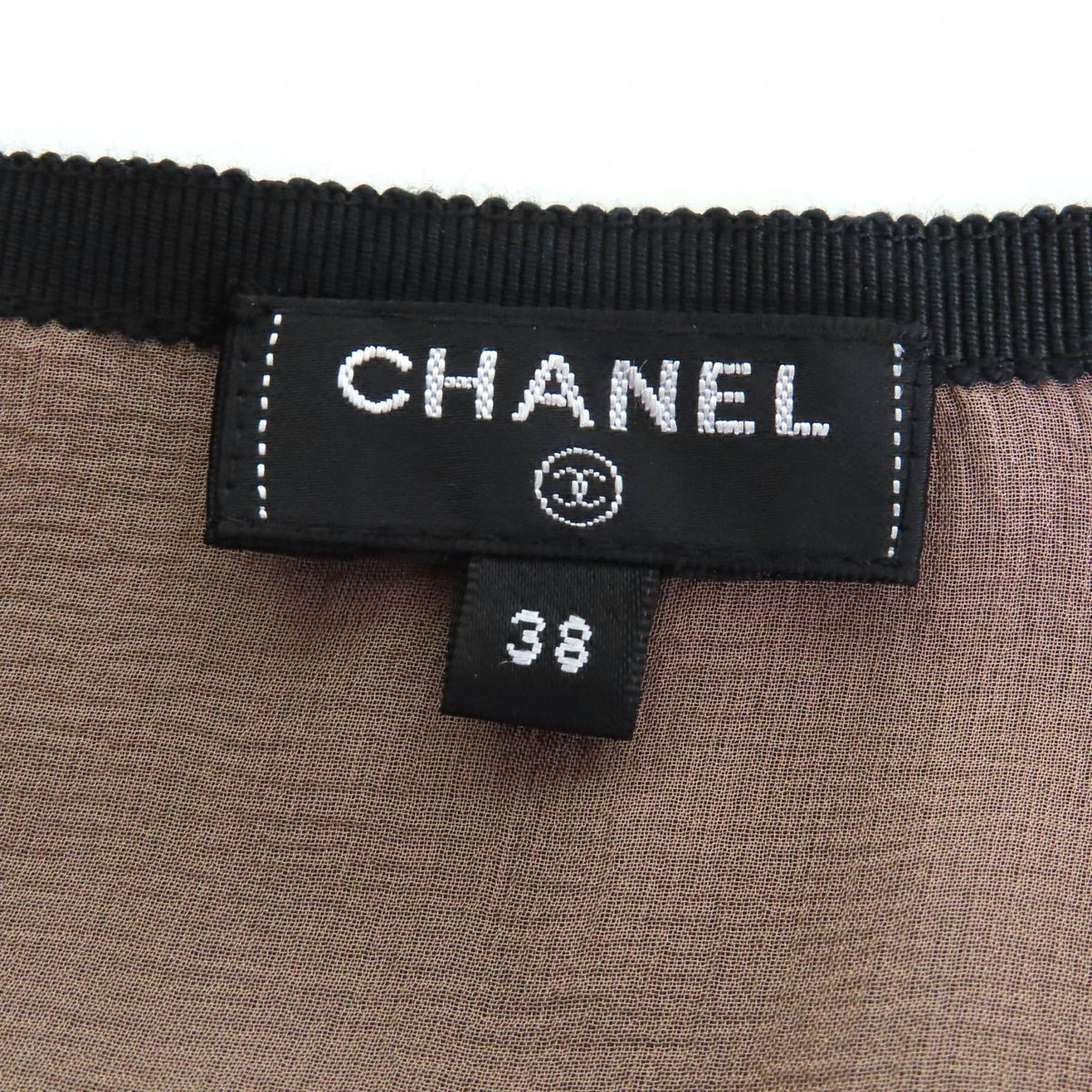 Chanel Silk 100% CC Logo Side Ribbon Knee-Length Chiffon Skirt Black 38 — view 8