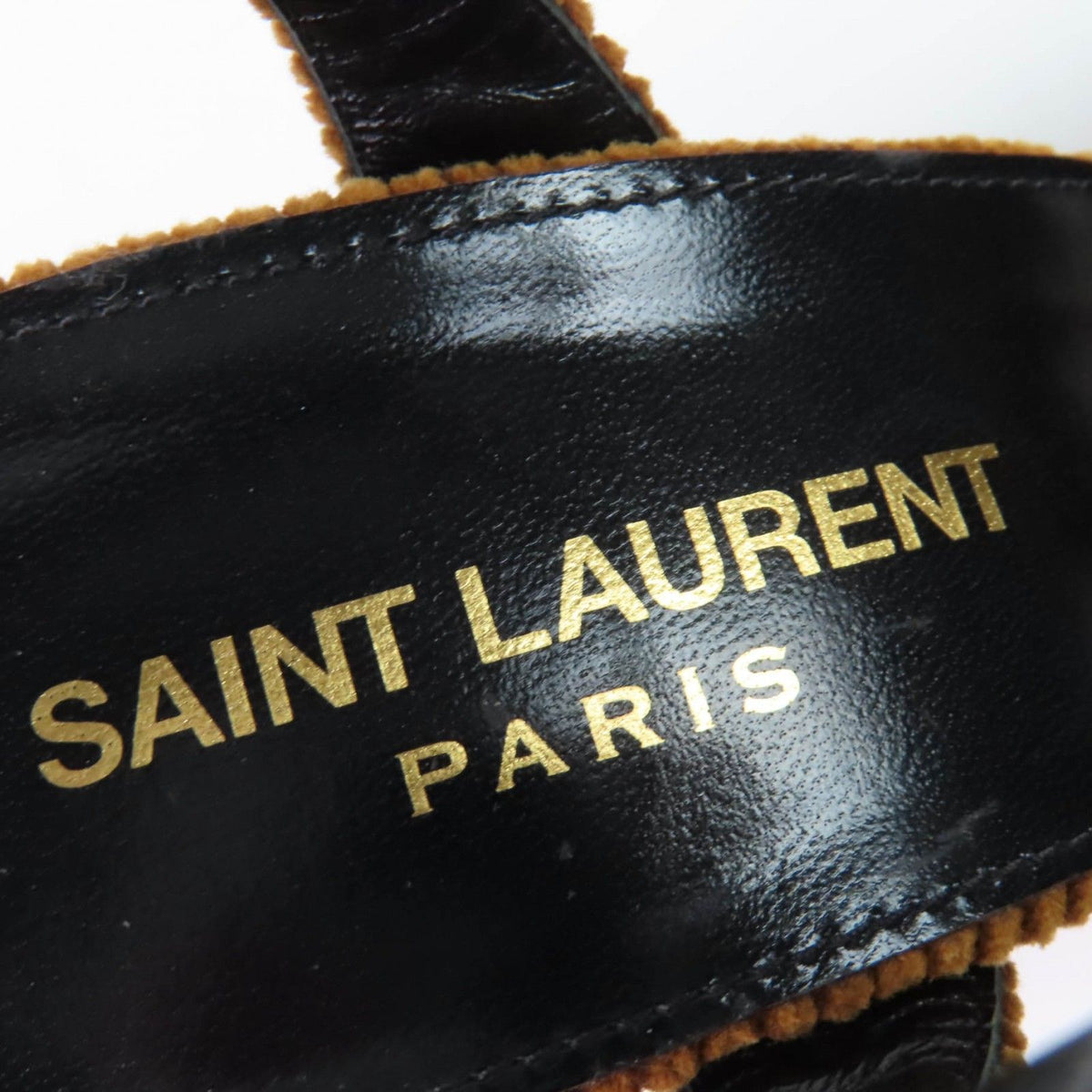 Saint Laurent Paris Ankle Strap Corduroy Sandals Brown — view 8