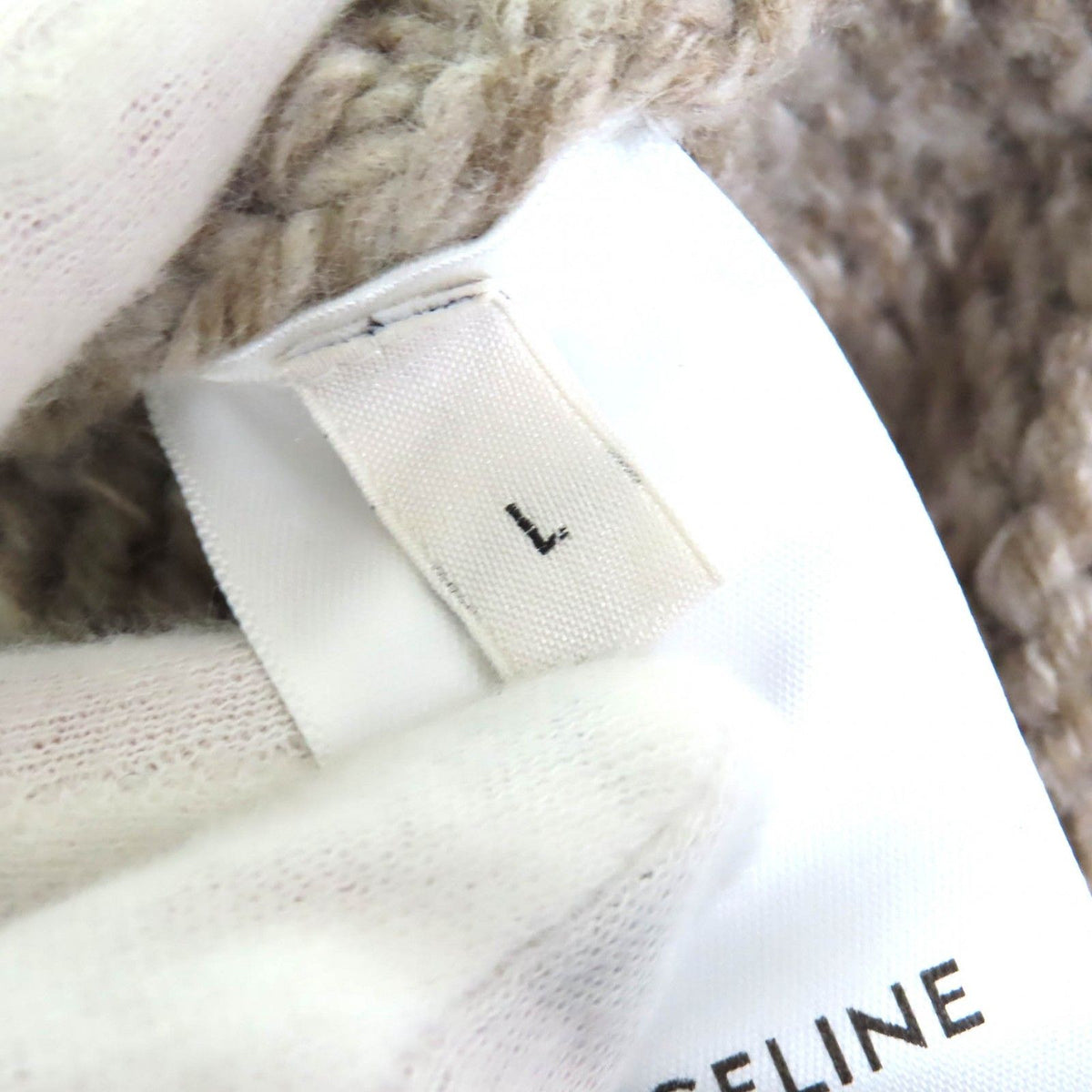 Celine Wool 100% Triomphe Crew Neck Long Sleeve Knit Sweater Brown — view 6