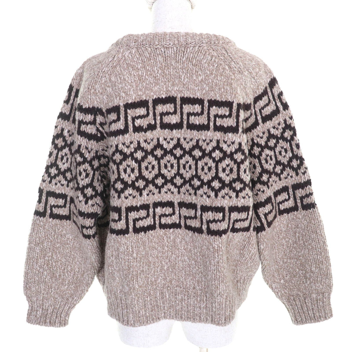 Celine Wool 100% Triomphe Crew Neck Long Sleeve Knit Sweater Brown — view 3
