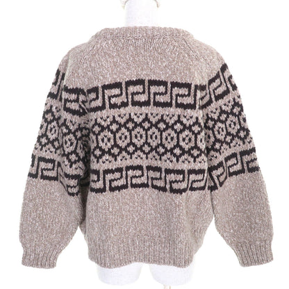 Celine Wool 100% Triomphe Crew Neck Long Sleeve Knit Sweater Brown — view 3