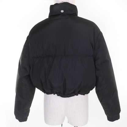 Prada Re-Nylon Triangle Logo Cropped 2-Way Down Jacket Black 40 — view 4