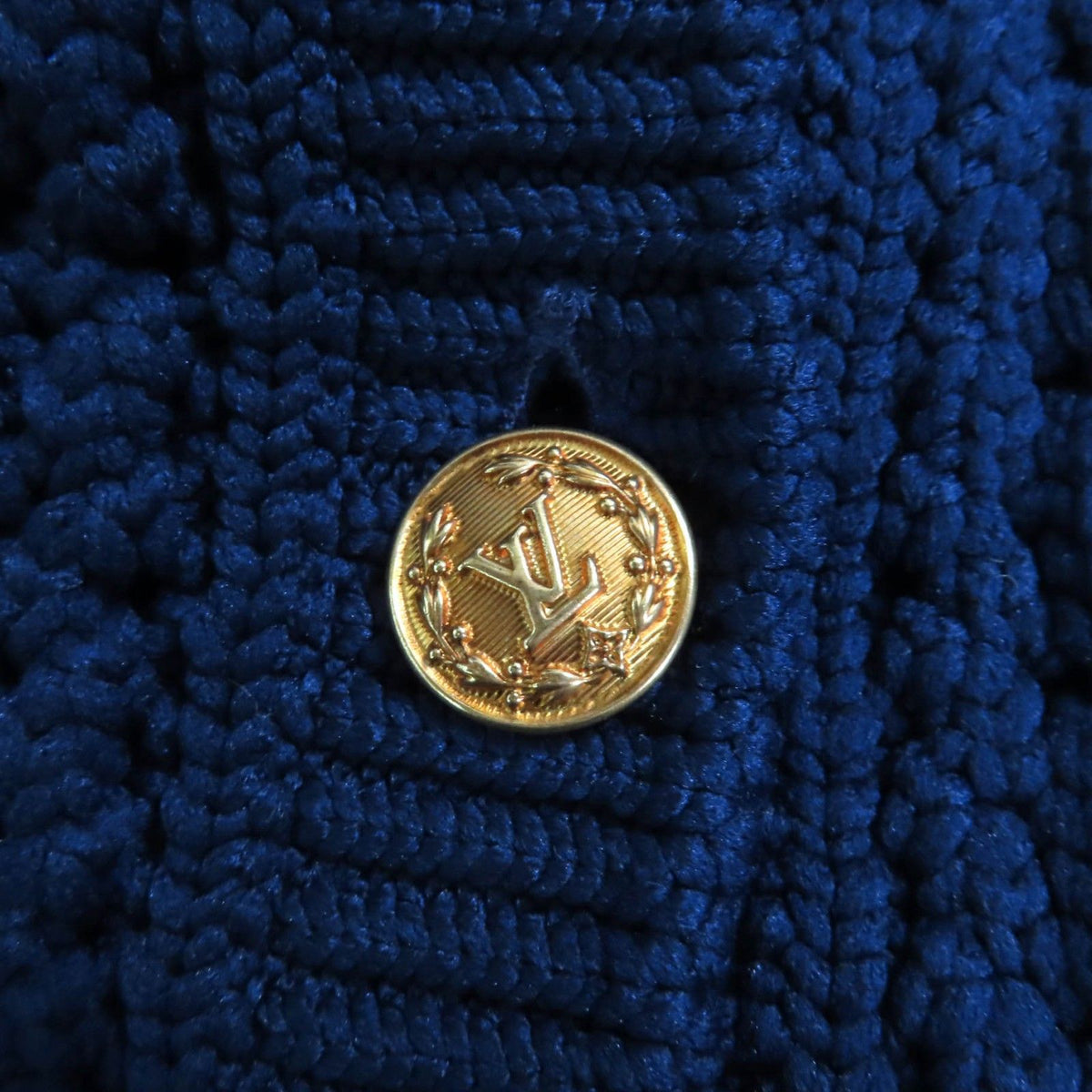Louis Vuitton Logo Buttoned Trumpet Sleeve Cardigan Navy XS — view 5