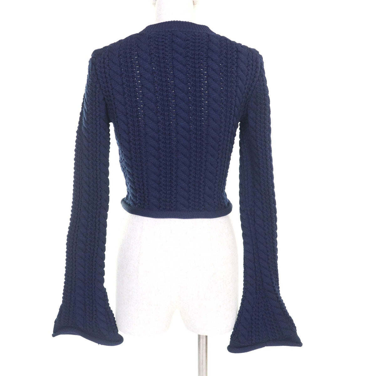 Louis Vuitton Logo Buttoned Trumpet Sleeve Cardigan Navy XS — view 3
