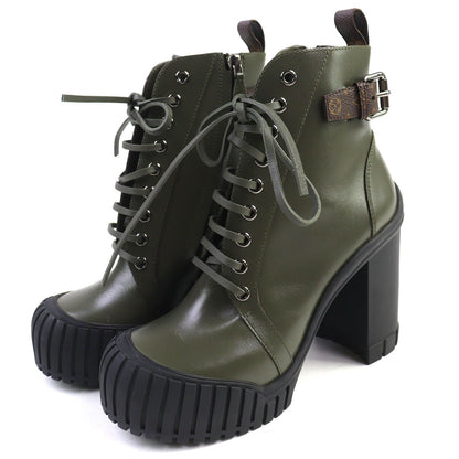 Louis Vuitton Ruby Line Lace-up Short Boots Ankle Khaki