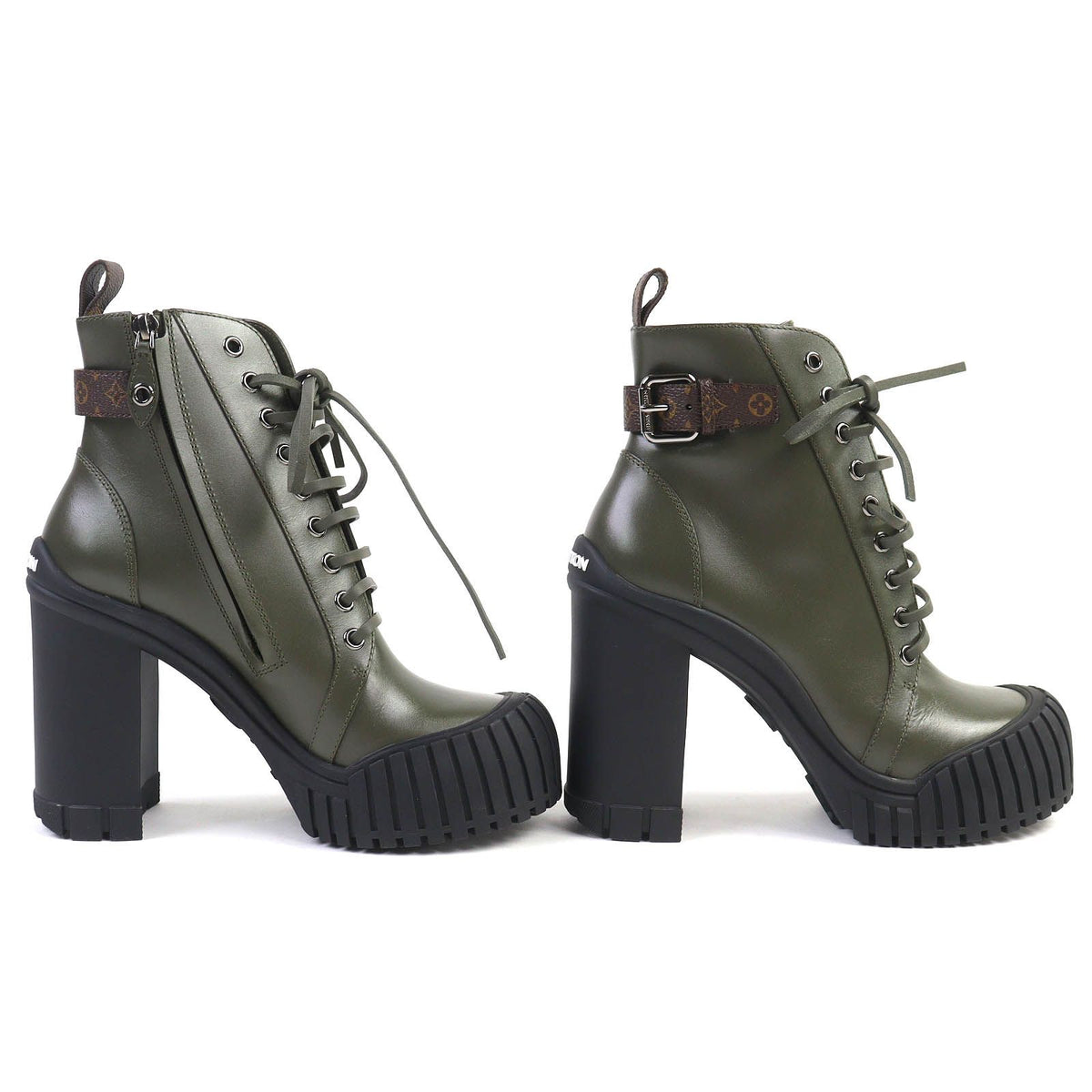Louis Vuitton Ruby Line Lace-up Short Boots Ankle Khaki — view 4