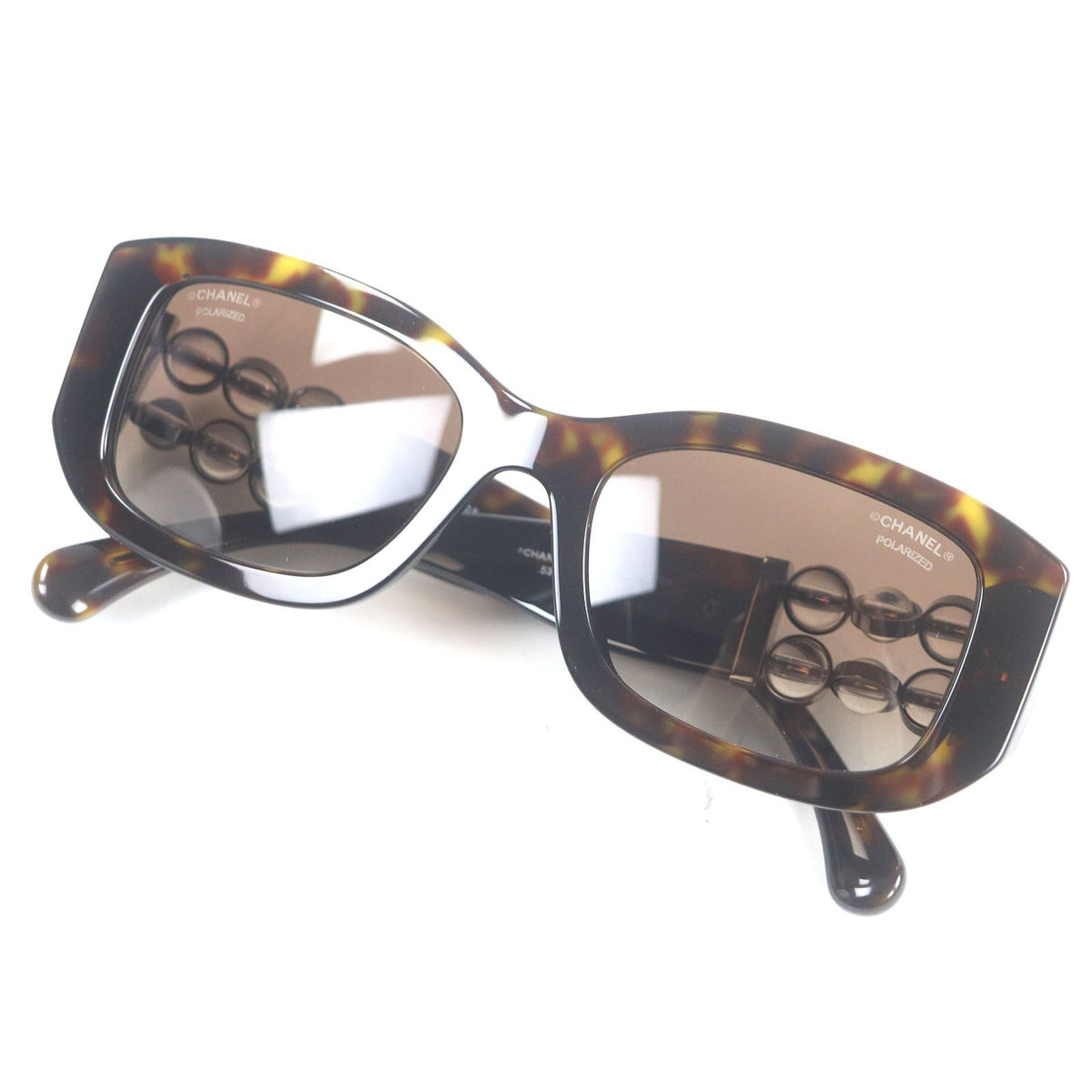 Chanel Rectangle Shape CC Logo Eyewear Sunglasses Tortoiseshell Pattern 53 Demo