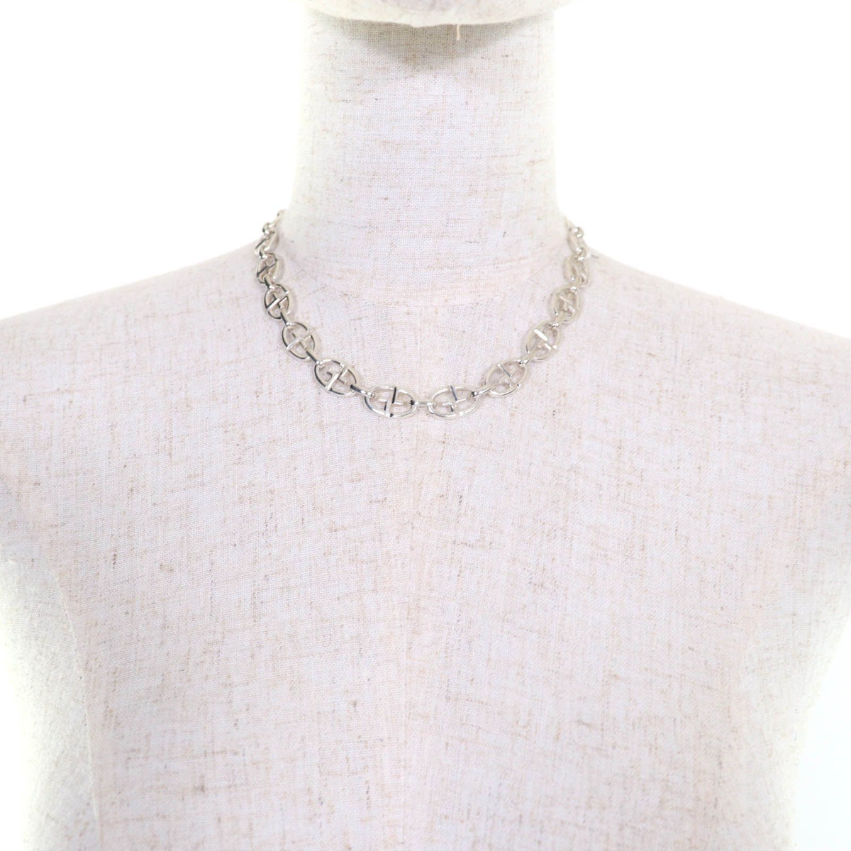 Gucci Vintage 925 Tom Ford Era Double G Anchor Chain Choker Silver Necklace — view 4