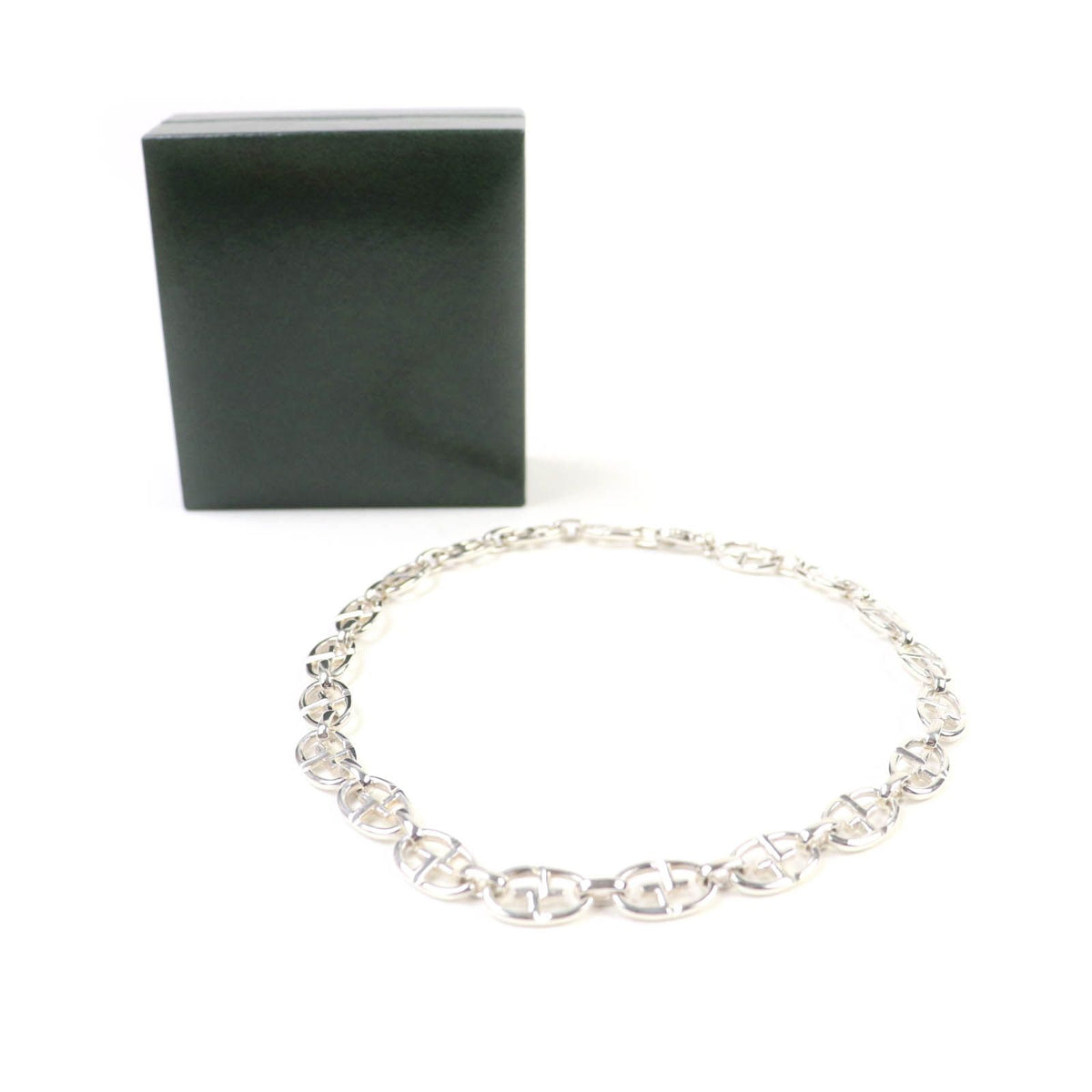 Gucci Vintage 925 Tom Ford Era Double G Anchor Chain Choker Silver Necklace — view 2