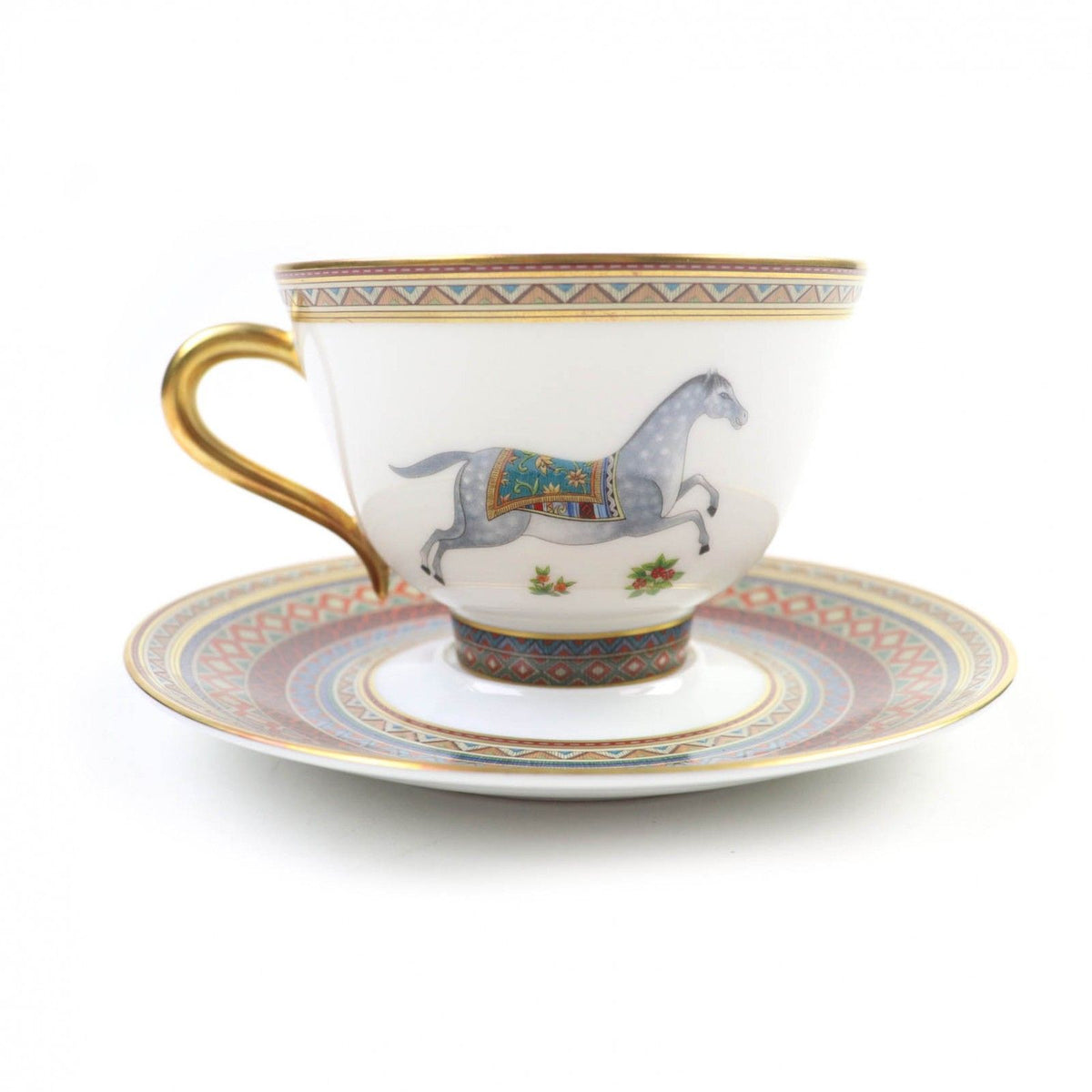 Hermes Chevaldrian Ceramic Horse Motif Tea Cup Saucer 1 Set Tableware Multi — view 3