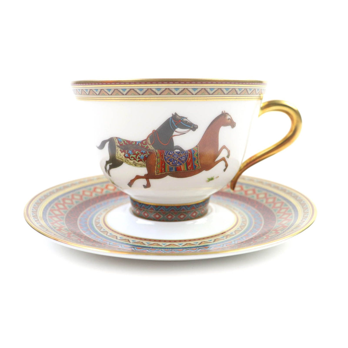 Hermes Chevaldrian Ceramic Horse Motif Tea Cup Saucer 1 Set Tableware Multi