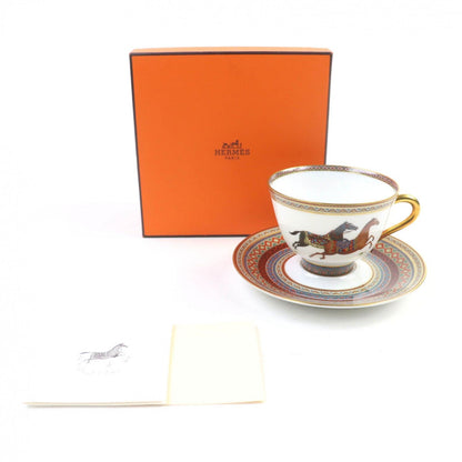 Hermes Chevaldrian Ceramic Horse Motif Tea Cup Saucer 1 Set Tableware Multi — view 2