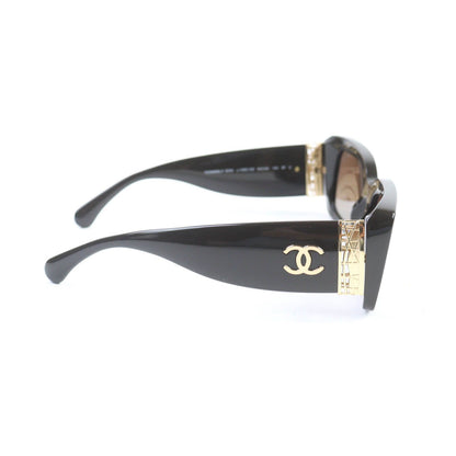 Chanel Rectangle Shape CC Logo Sunglasses Brown Gold Eyewear — view 5