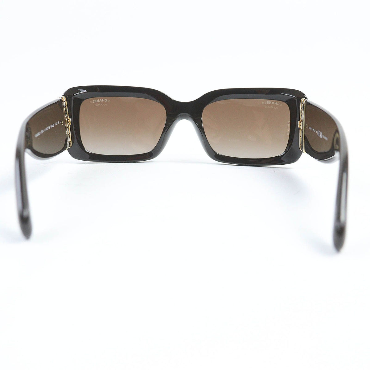 Chanel Rectangle Shape CC Logo Sunglasses Brown Gold Eyewear — view 6