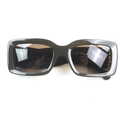 Chanel Rectangle Shape CC Logo Sunglasses Brown Gold Eyewear — view 2