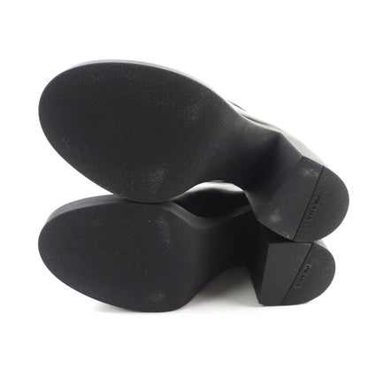 Prada Triangle Logo Chunky Heel Leather Loafers Black — view 7