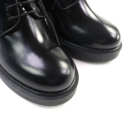 Prada Triangle Logo Chunky Heel Leather Loafers Black — view 8