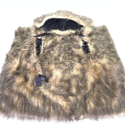 Prada Triangle Logo Eco Fur Hooded Re-Nylon Long Coat Navy 36 — view 5