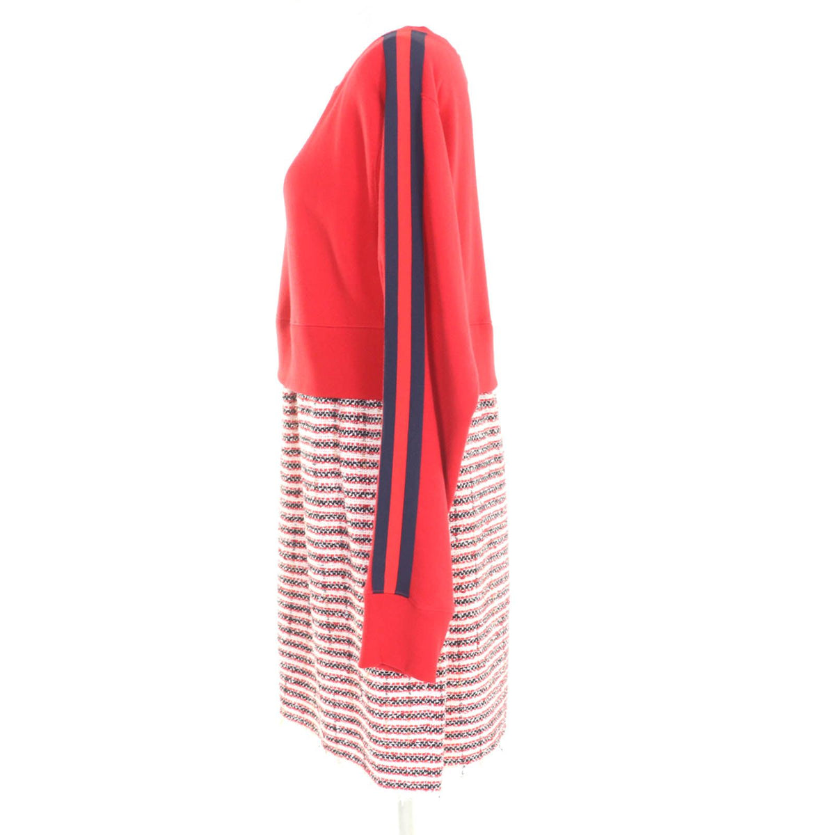 Gucci Cotton Web Line Sweatshirt Tweed Switch Dress Red — view 2