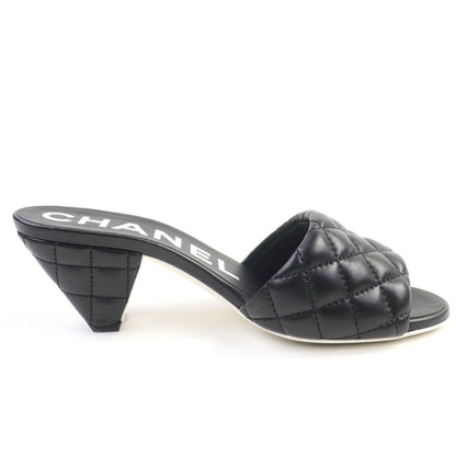 Chanel Quilted Lambskin Sandals Black Gold — view 6