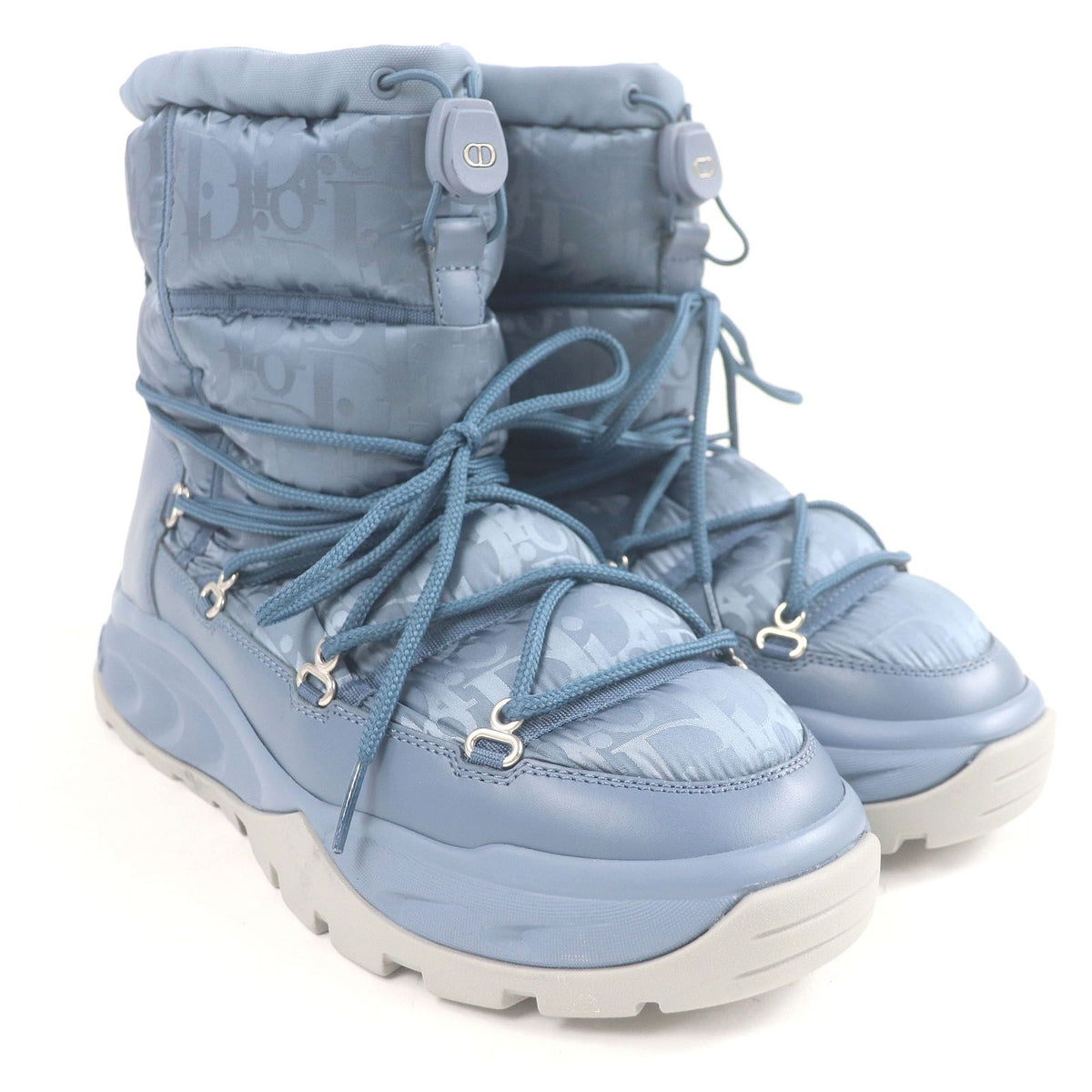 Dior Peter Doig Homme Partial Leather Nylon Oblique Snow Boots Light Blue — view 2