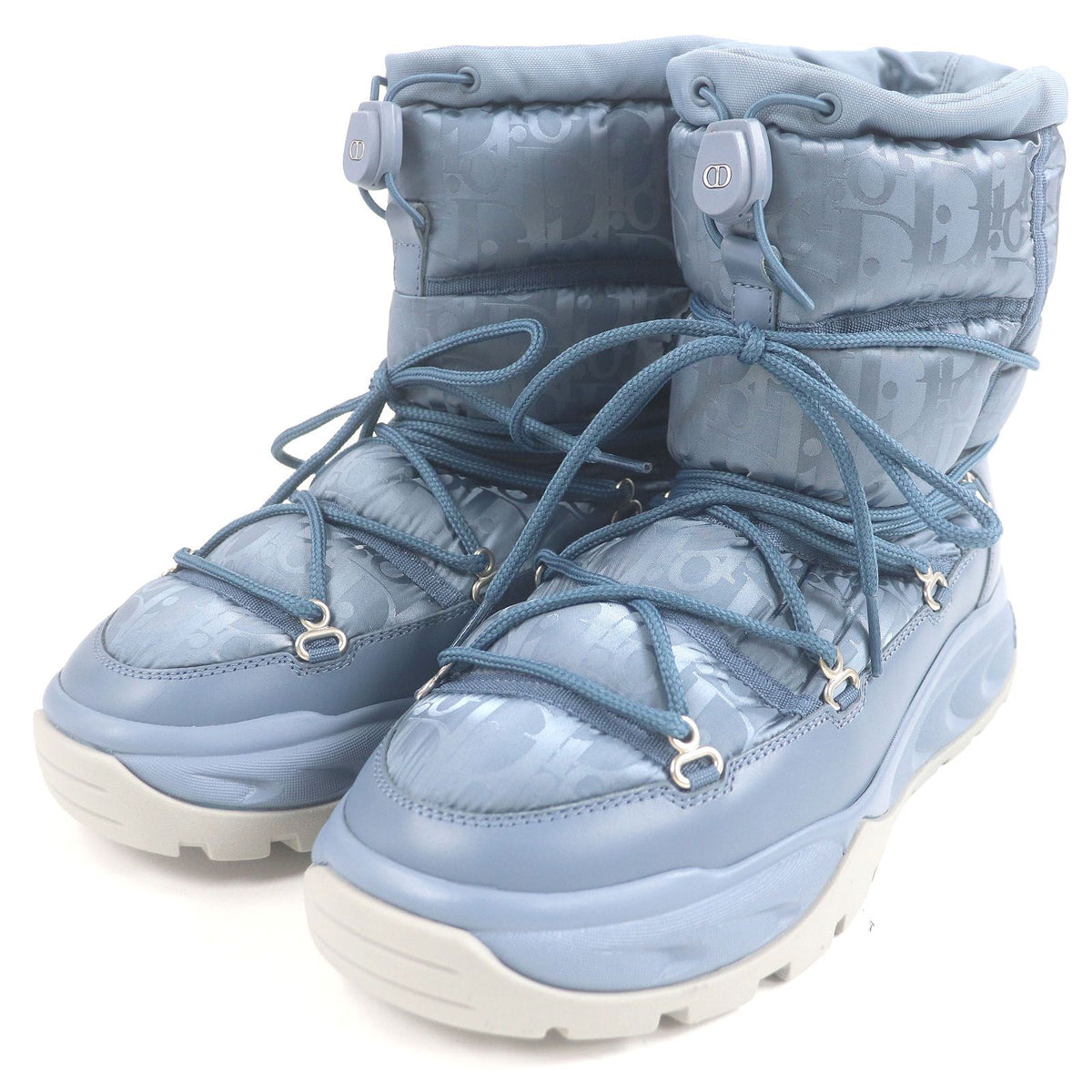 Dior Peter Doig Homme Partial Leather Nylon Oblique Snow Boots Light Blue