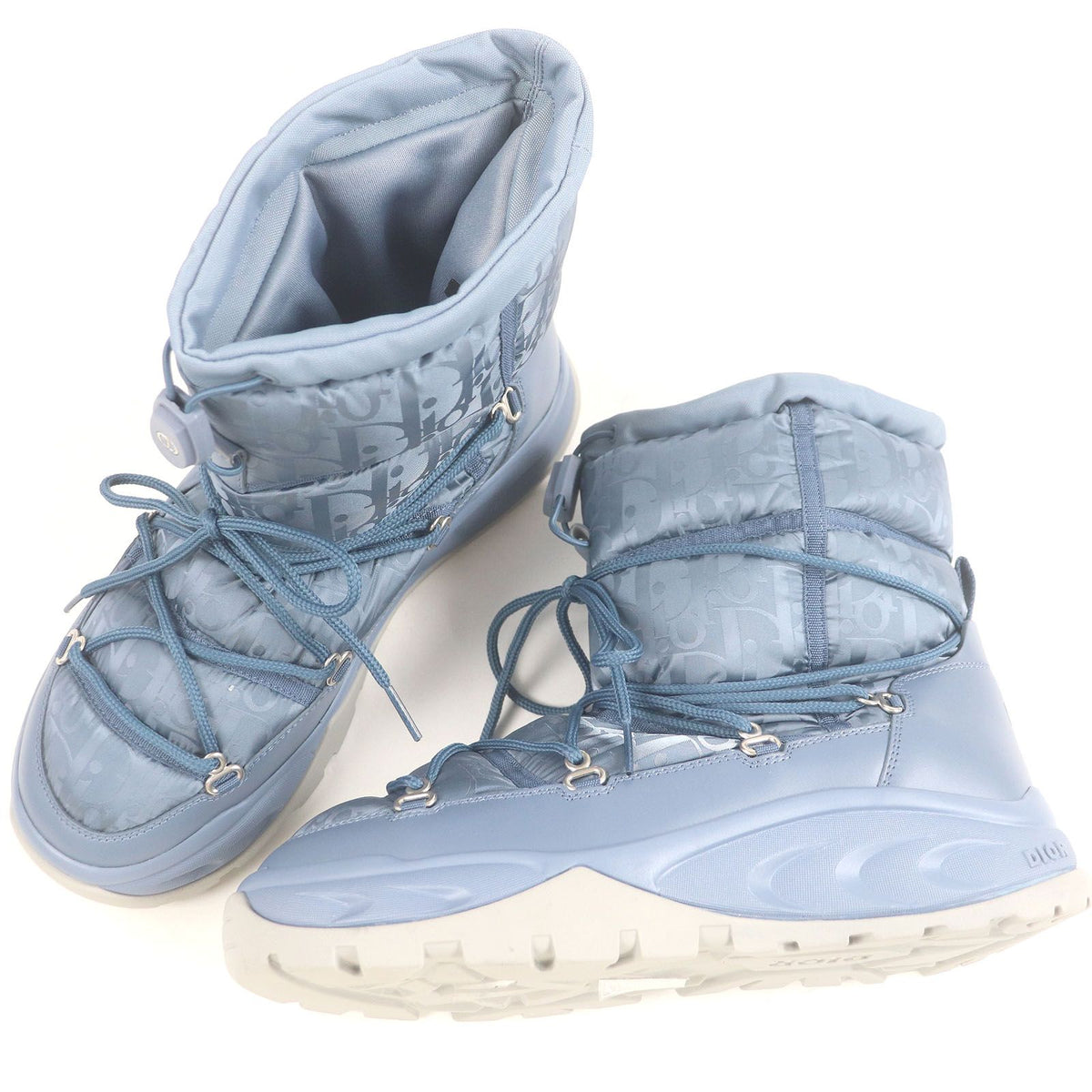 Dior Peter Doig Homme Partial Leather Nylon Oblique Snow Boots Light Blue — view 3