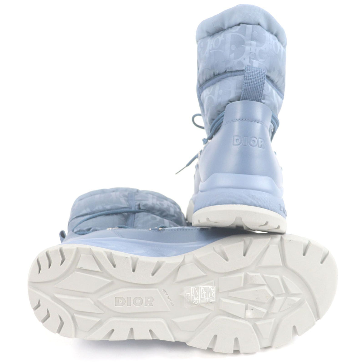 Dior Peter Doig Homme Partial Leather Nylon Oblique Snow Boots Light Blue — view 4