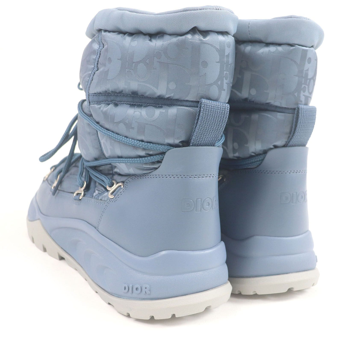 Dior Peter Doig Homme Partial Leather Nylon Oblique Snow Boots Light Blue — view 5