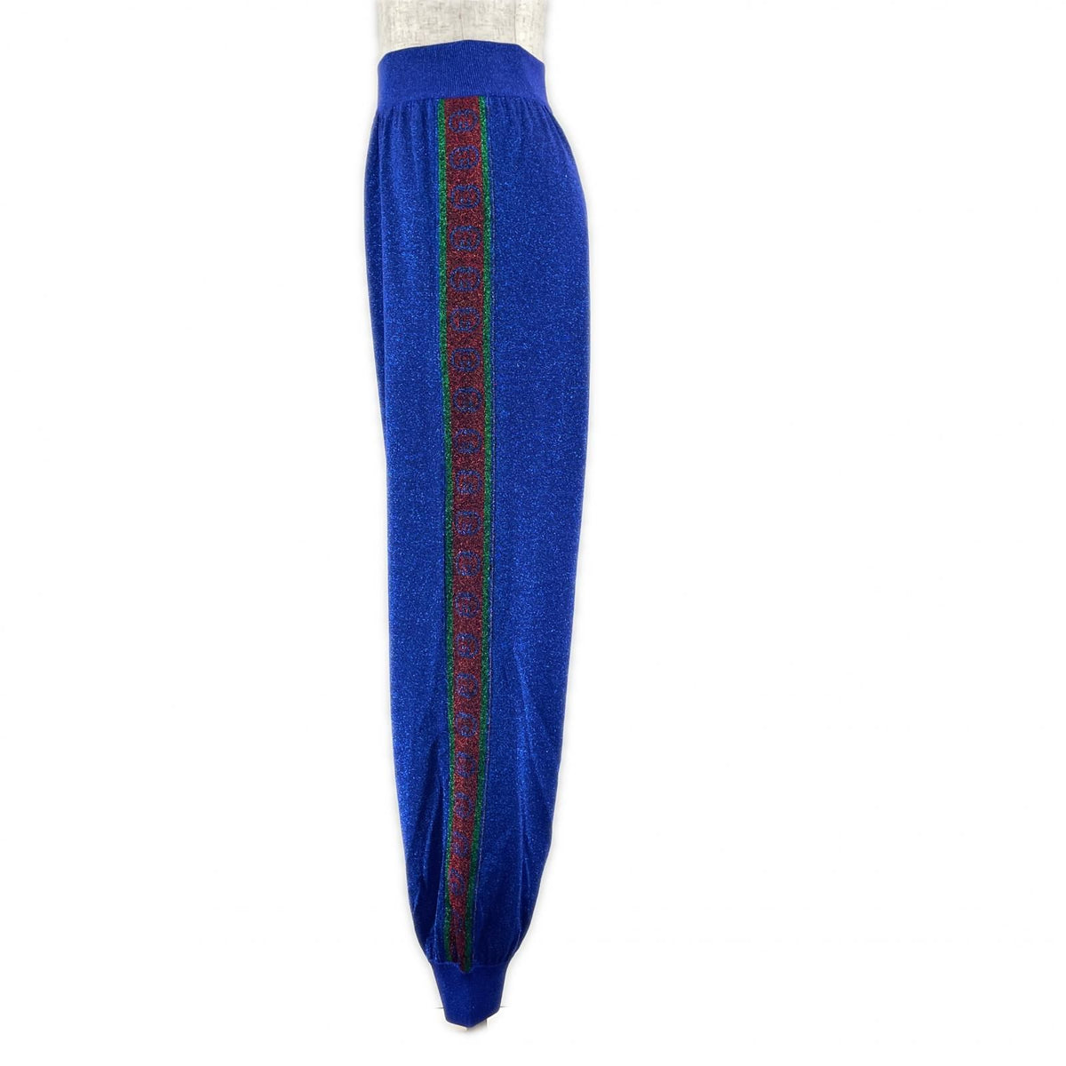 Gucci Interlocking G Web Line Glitter Sweatpants Blue Pants XS — view 2