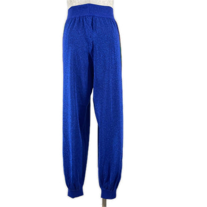 Gucci Interlocking G Web Line Glitter Sweatpants Blue Pants XS — view 3
