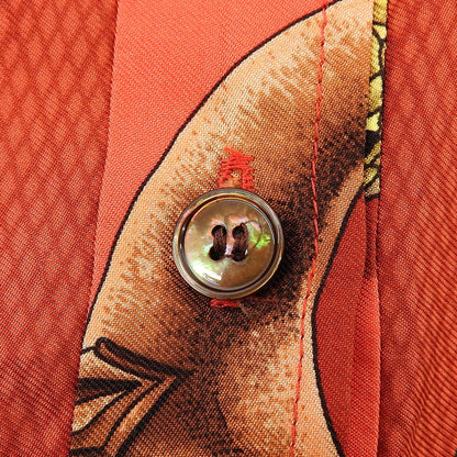 Hermes Vintage Silk Cotton Twillaine Cane Pattern Shell Button Long Sleeve — view 5