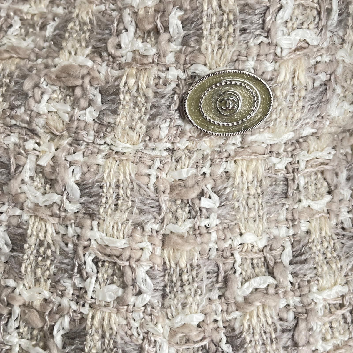 Chanel CC Logo Parts Knee-Length Tweed Skirt Pencil Beige 36 — view 5