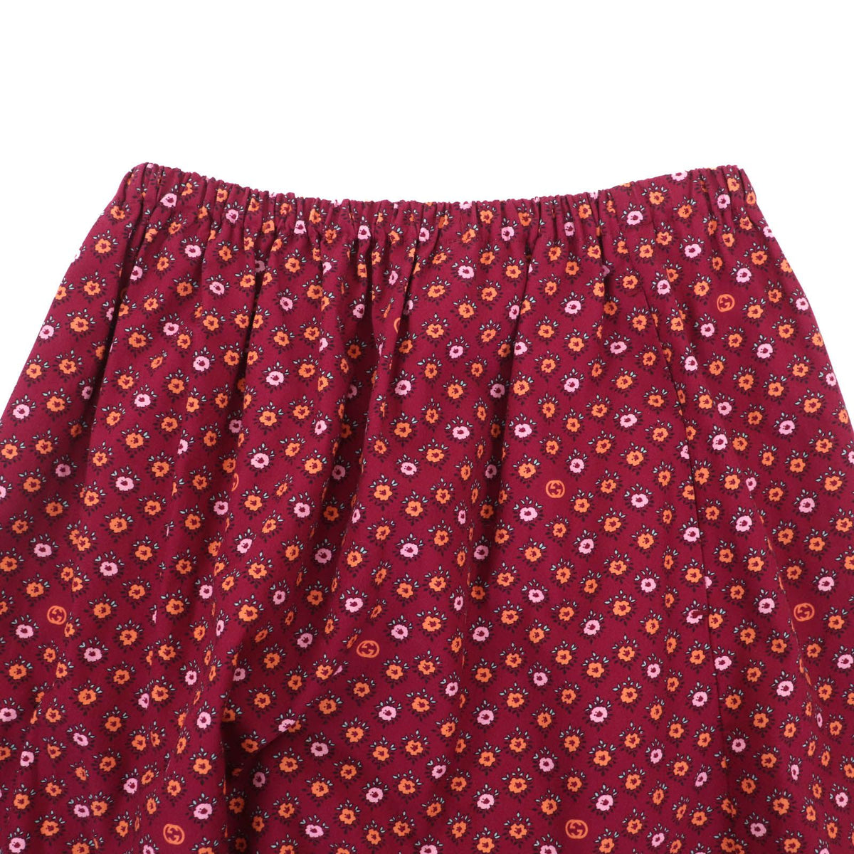 Gucci Cotton 100% Interlocking G Floral Flare Hem Long Skirt Multi 36 — view 4