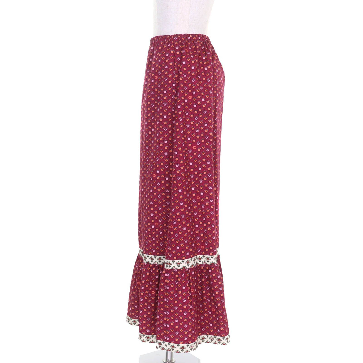 Gucci Cotton 100% Interlocking G Floral Flare Hem Long Skirt Multi 36 — view 2