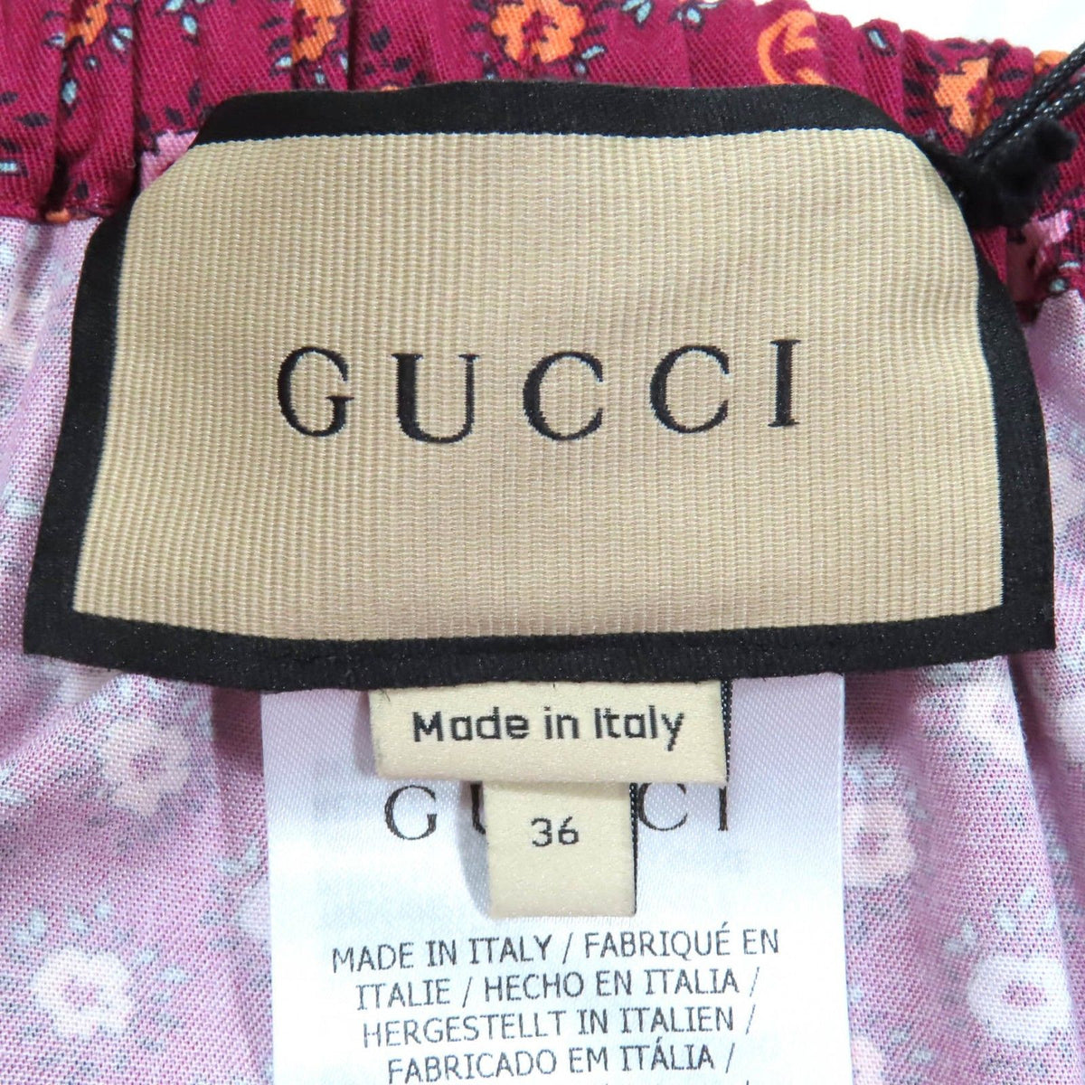 Gucci Cotton 100% Interlocking G Floral Flare Hem Long Skirt Multi 36 — view 7